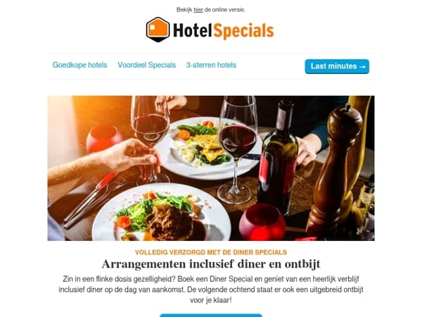 Hotelarrangementen met diner én ontbijt inbegrepen