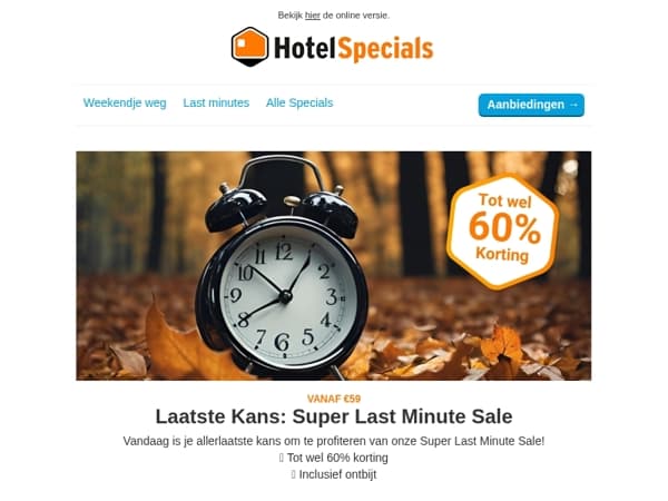 Laatste kans: Super Last Minute Sale ⏰