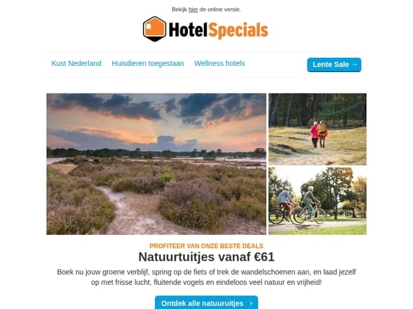 Hoteldeals in de natuur €61