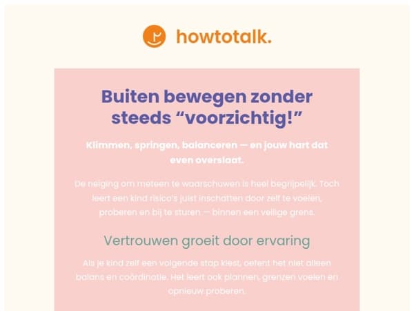 Buiten bewegen zonder steeds ‘voorzichtig!’