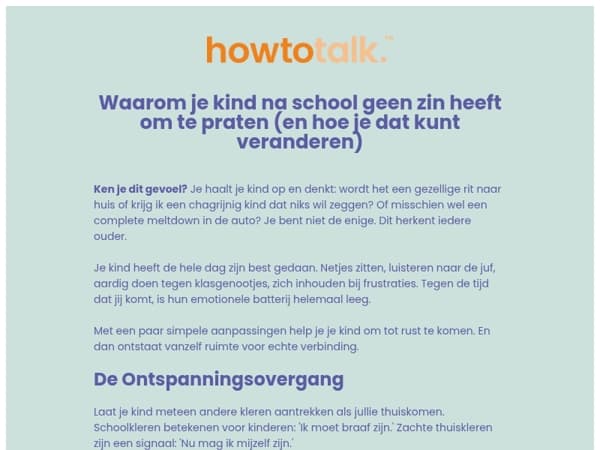 Waarom je kind na school geen zin heeft om te praten