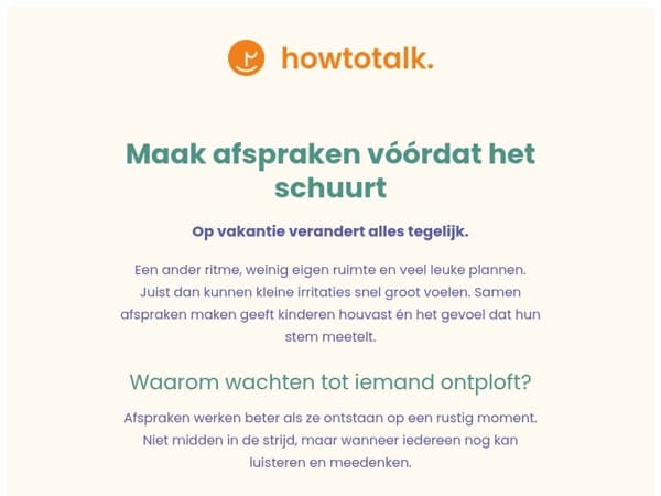 Samen vakantieafspraken maken zonder strijd