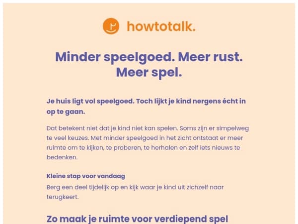 Minder speelgoed, meer écht spel