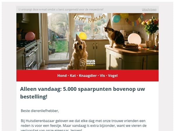 Alleen vandaag: 5.000 spaarpunten bovenop uw bestelling!