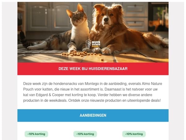 Deze week bij Huisdierenbazaar: diverse merken in de actie en natvoer met korting! 🐶🐈