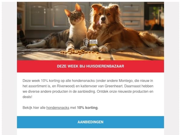 Deze week bij Huisdierenbazaar: diverse merken in de actie en hondensnacks met korting! 🐶🐈