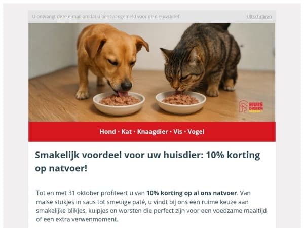 Smullen met voordeel: 10% korting op natvoer voor uw viervoeter!
