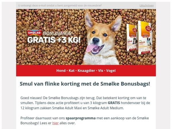 Ze zijn er weer: Smolke Bonusbags 12 + 3 kg GRATIS