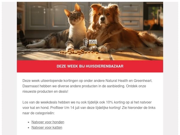 Deze week bij Huisdierenbazaar: diverse merken in de actie en natvoer met korting! 🐶🐈