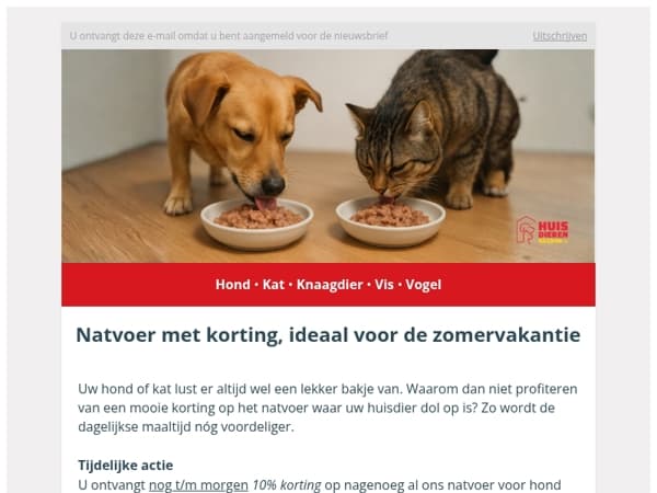 Laatste kans: 10% korting op natvoer voor honden en katten! 🐾