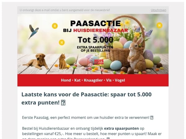 Laatste kans voor de Paasactie: spaar tot 5.000 extra punten dit weekend! 🐣