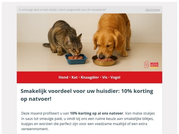 Smullen met voordeel: 10% korting op natvoer voor uw viervoeter!