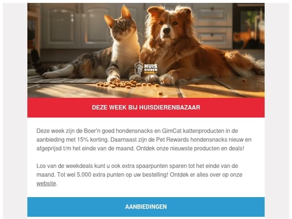 Deze week bij Huisdierenbazaar: diverse merken in de actie en hondensnacks met korting! 🐶🐈
