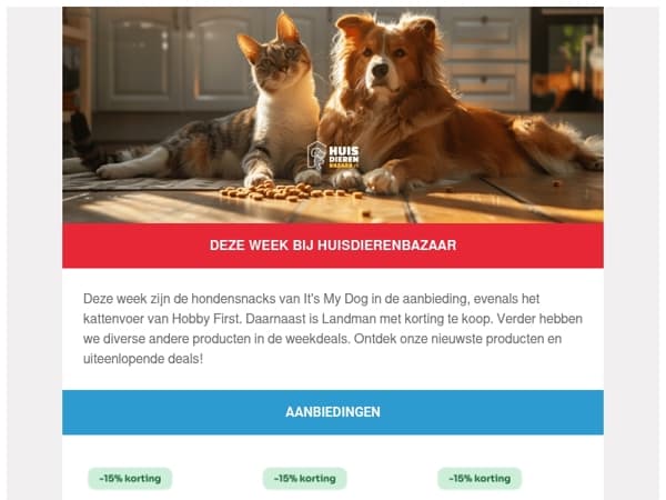 Deze week bij Huisdierenbazaar: diverse merken in de actie en snacks met korting! 🐶🐈