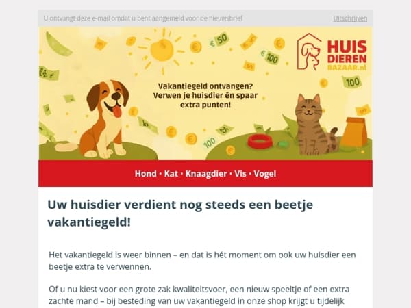 🐾 Al geshopt met uw vakantiegeld? Spaar nu extra veel punten! 💰