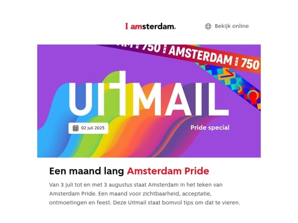 UITMAIL SPECIAL: Op 3 juli start Amsterdam Pride 🏳️‍🌈🎉 | Er op /uit