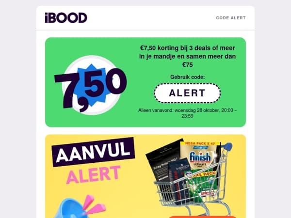 Alleen vanavond: €7,50 extra korting met code ALERT