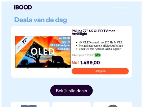 Nu: Philips 77" 4K OLED TV met Ambilight voor slechts 1.499,00 !