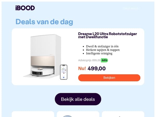 Nu: Dreame L20 Ultra Robotstofzuiger met Dweilfunctie voor slechts 499,00 !