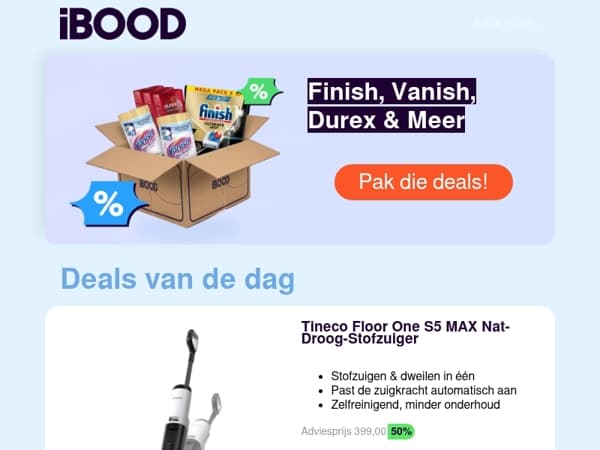 Nu: Tineco Floor One S5 MAX Nat-Droog-Stofzuiger voor slechts 199,00