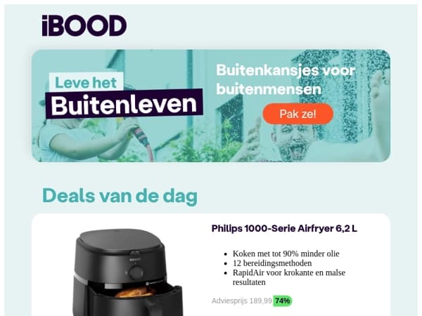 Buitenleven-deals! Nu Philips 1000-Serie Airfryer 6,2 L voor 49,95