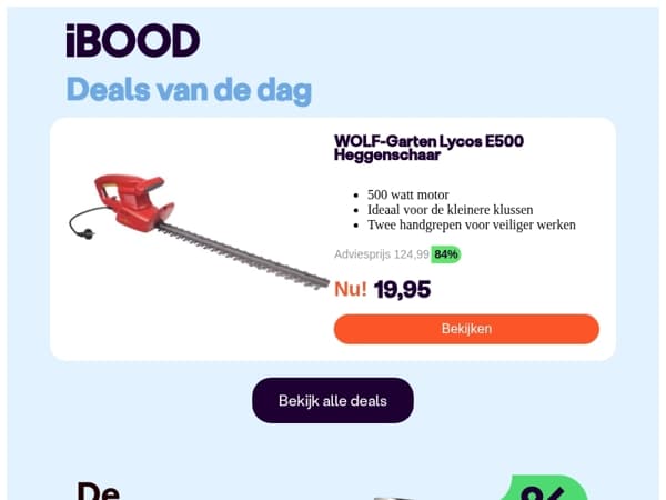 Nu: WOLF-Garten Lycos E500 Heggenschaar voor slechts 19,95