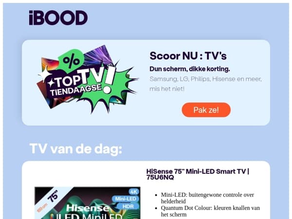 Grote schermen. Kleine prijzen. Alleen nu!