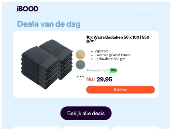Nu: 10x Walra Badlaken 50 x 100 | 550 g/m² voor slechts 29,95 !