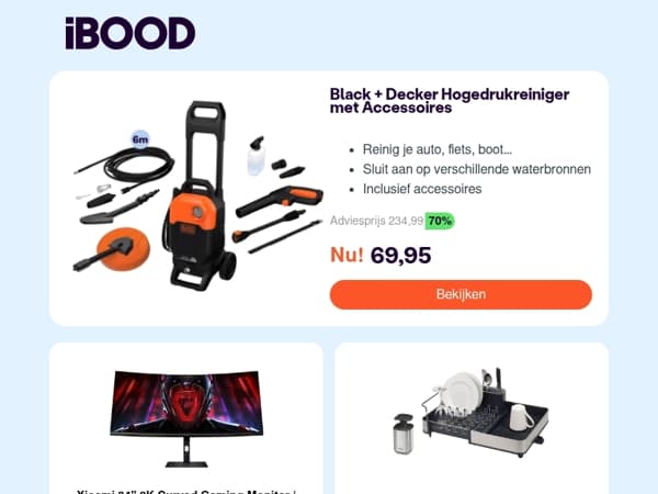 Nu: Black + Decker Hogedrukreiniger met Accessoires voor 69,95