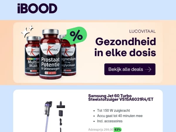 Nu: Samsung Jet 60 Turbo Steelstofzuiger VS15A6031R4/ET voor slechts 111,00 !