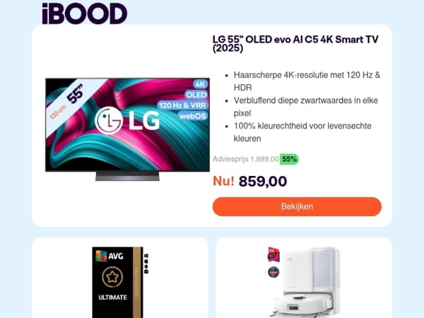 Nu: LG 55" OLED evo AI C5 4K Smart TV (2025) voor 859,00