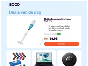 39,95 : Makita Snoerloze Stofzuiger CL117FD
