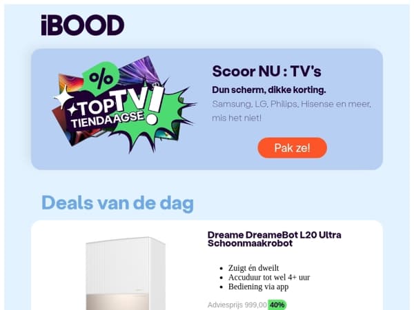 Nu: Dreame DreameBot L20 Ultra Schoonmaakrobot voor slechts 599,00 !