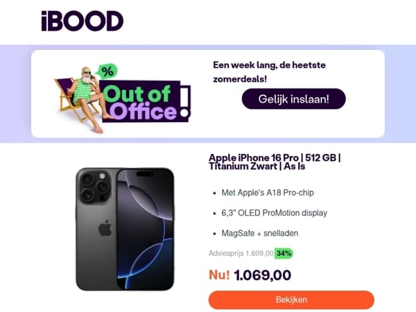 Nu: Apple iPhone 16 Pro | 512 GB | Titanium Zwart | As Is voor slechts 1.069,00 !