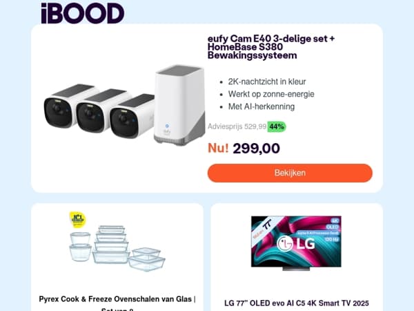 Nu: eufy Cam E40 3-delige set + HomeBase S380 Bewakingssysteem voor slechts 299,00 !