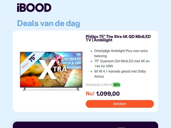 Nu: Philips 75" The Xtra 4K QD MiniLED TV | Ambilight voor slechts 1.099,00 !