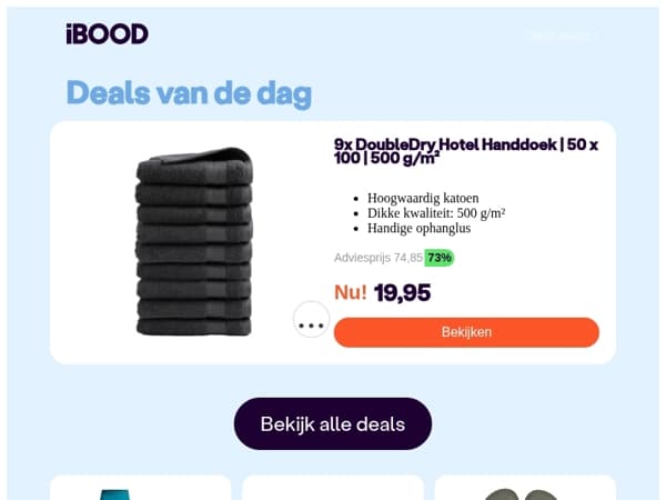 Nu: 9x DoubleDry Hotel Handdoek | 50 x 100 | 500 g/m² voor slechts 19,95 !