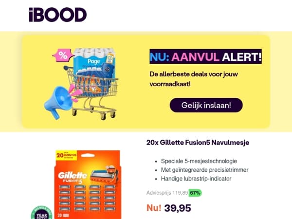 Nu: 20x Gillette Fusion5 Navulmesje voor 39,95