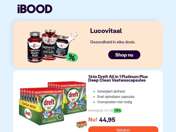 Nu: 144x Dreft All in 1 Platinum Plus Deep Clean Vaatwascapsules voor 44,95