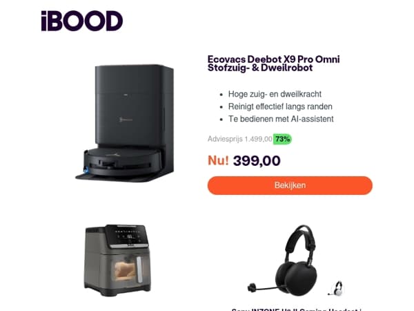 Nu: Ecovacs Deebot X9 Pro Omni Stofzuig- & Dweilrobot voor 399,00