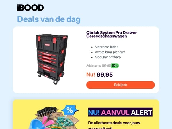 Nu: Qbrick System Pro Drawer Gereedschapswagen voor slechts 99,95 !