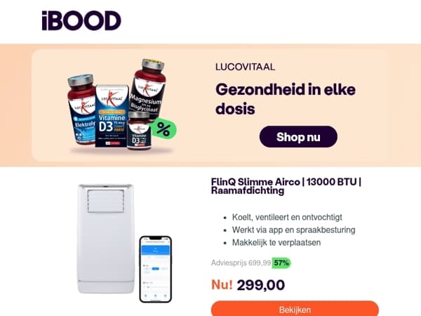 Nu: FlinQ Slimme Airco | 13000 BTU | Raamafdichting voor slechts 299,00