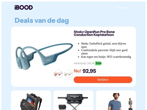 NU! Shokz OpenRun Pro Bone Conduction Koptelefoon voor 92,95