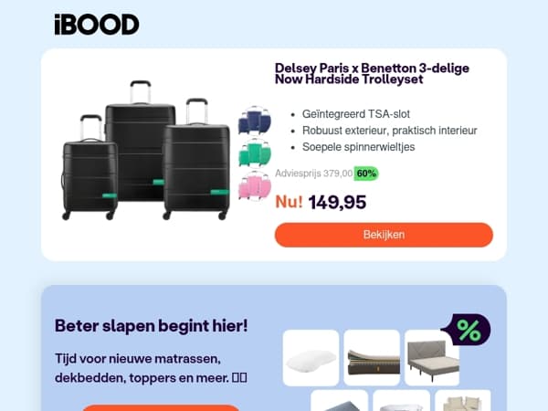 Nu: Delsey Paris x Benetton 3-delige Now Hardside Trolleyset voor slechts 149,95 !