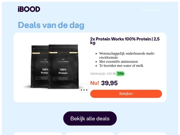 Nu: 2x Protein Works 100% Protein | 2,5 kg voor slechts 39,95 !