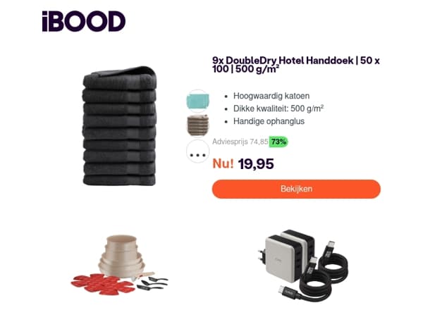 Nu: 9x DoubleDry Hotel Handdoek | 50 x 100 | 500 g/m² voor 19,95
