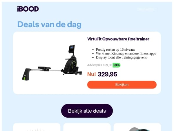 Nu: VirtuFit Opvouwbare Roeitrainer voor maar €329,95!