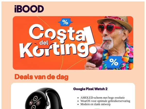 Het is nog steeds Costa del Korting! Vandaag Google Pixel Watch 2  voor 129,95