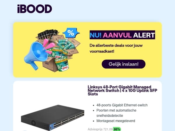 Nu: Linksys 48-Port Gigabit Managed Network Switch | 4 x 10G Uplink SFP Slots voor 99,00