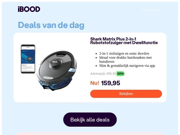 Nu: Shark Matrix Plus 2-in-1 Robotstofzuiger met Dweilfunctie voor slechts 159,95